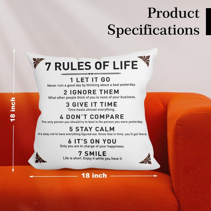 IHopes+ Rustic Inspirational Quotes Pillow Covers - 7 Rules of Life Pillow Case Cushion Cover for Sofa Couch Dorm Room Home Decor Gifts - Best Graduation/Birthday (18â€x 18â€Inch) - Image 2